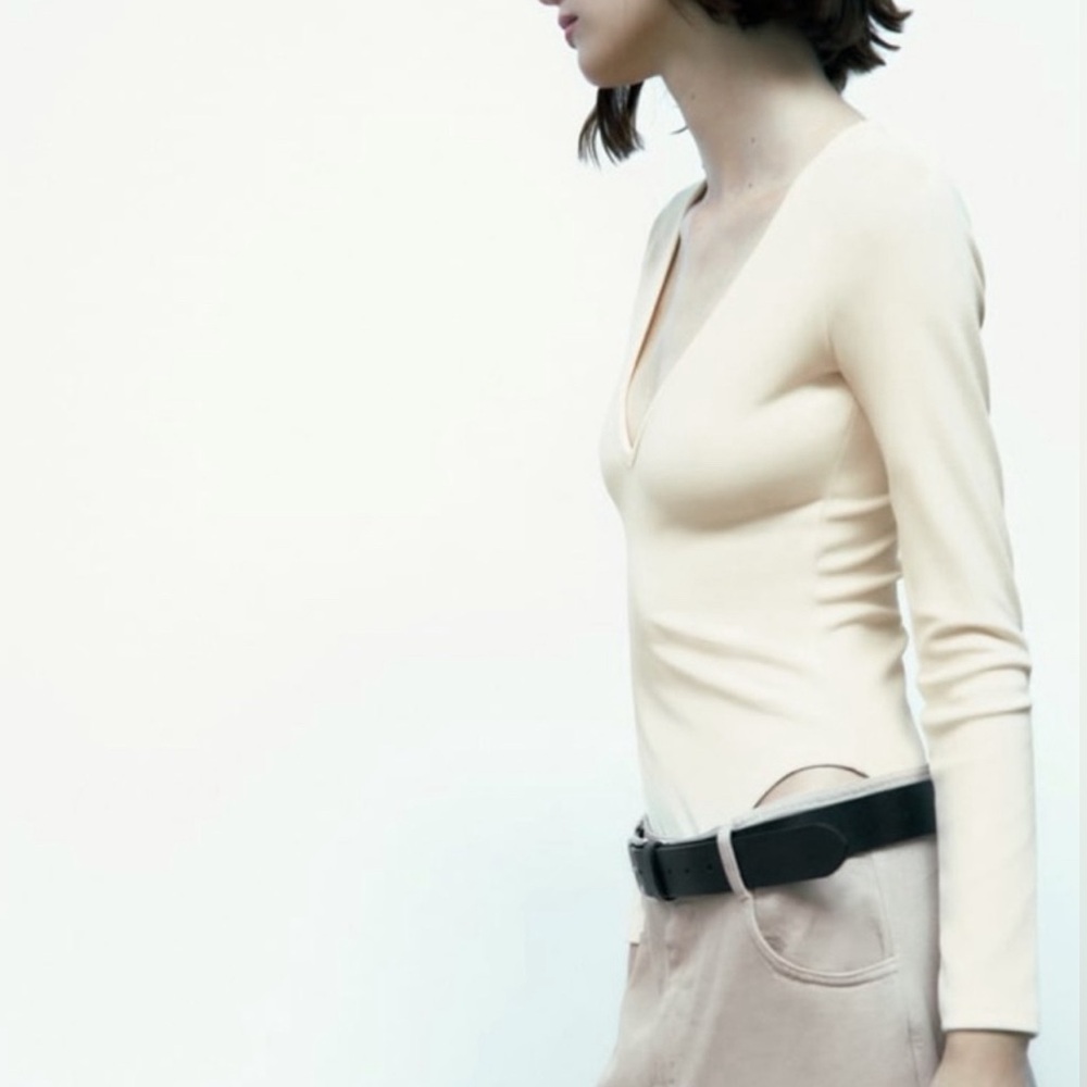 Zara Soft Bodysuit Ecru Like New (More Off-White … - image 2